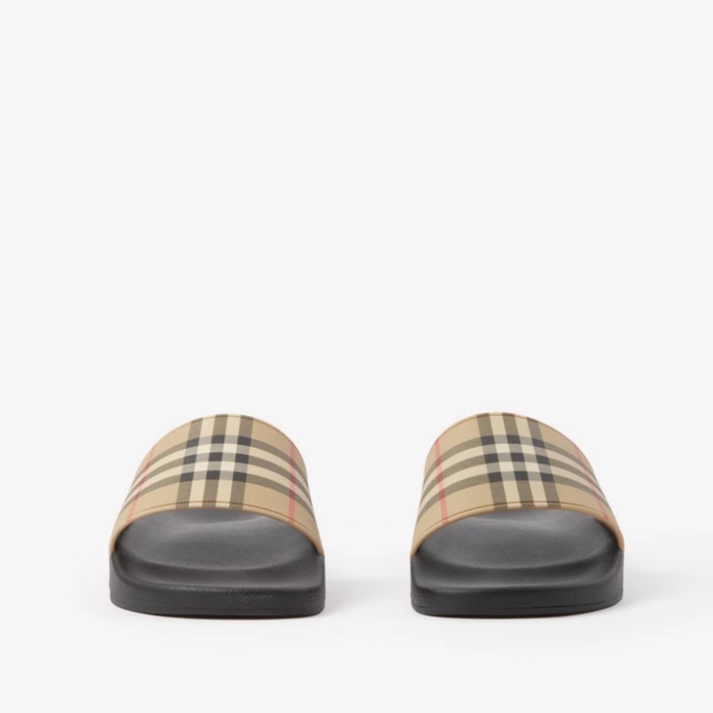 [Burberry] Furley Check Plaid Slides Slip-On Sandals w/ Box Youth EU 34 / US 3 - Picture 4 of 15